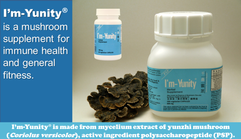 I’m-Yunity is a mushroom supplement for immune health and general fitness.